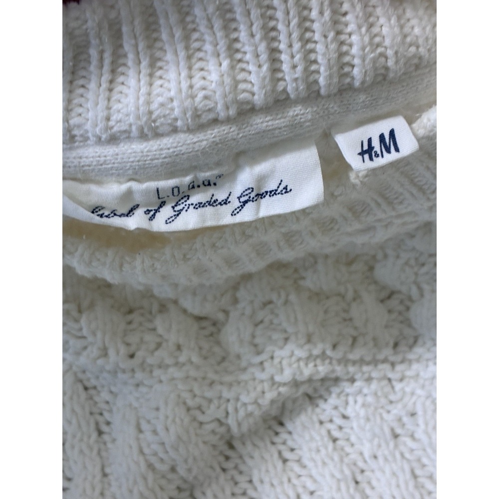 Fisherman Cable Knit Crewneck Cropped Women's Chunky Knit Sweater Size Small - Picture 3 of 7